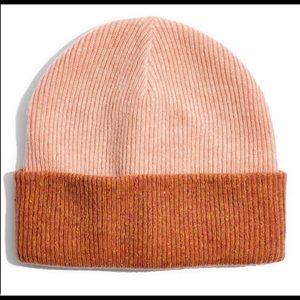 Madewell peach and pink cuffed beanie